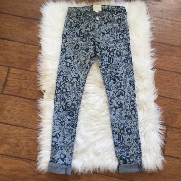 Band Of Outsiders Denim - GIRL Band Of Outsiders Blue Floral Skinny Jeans